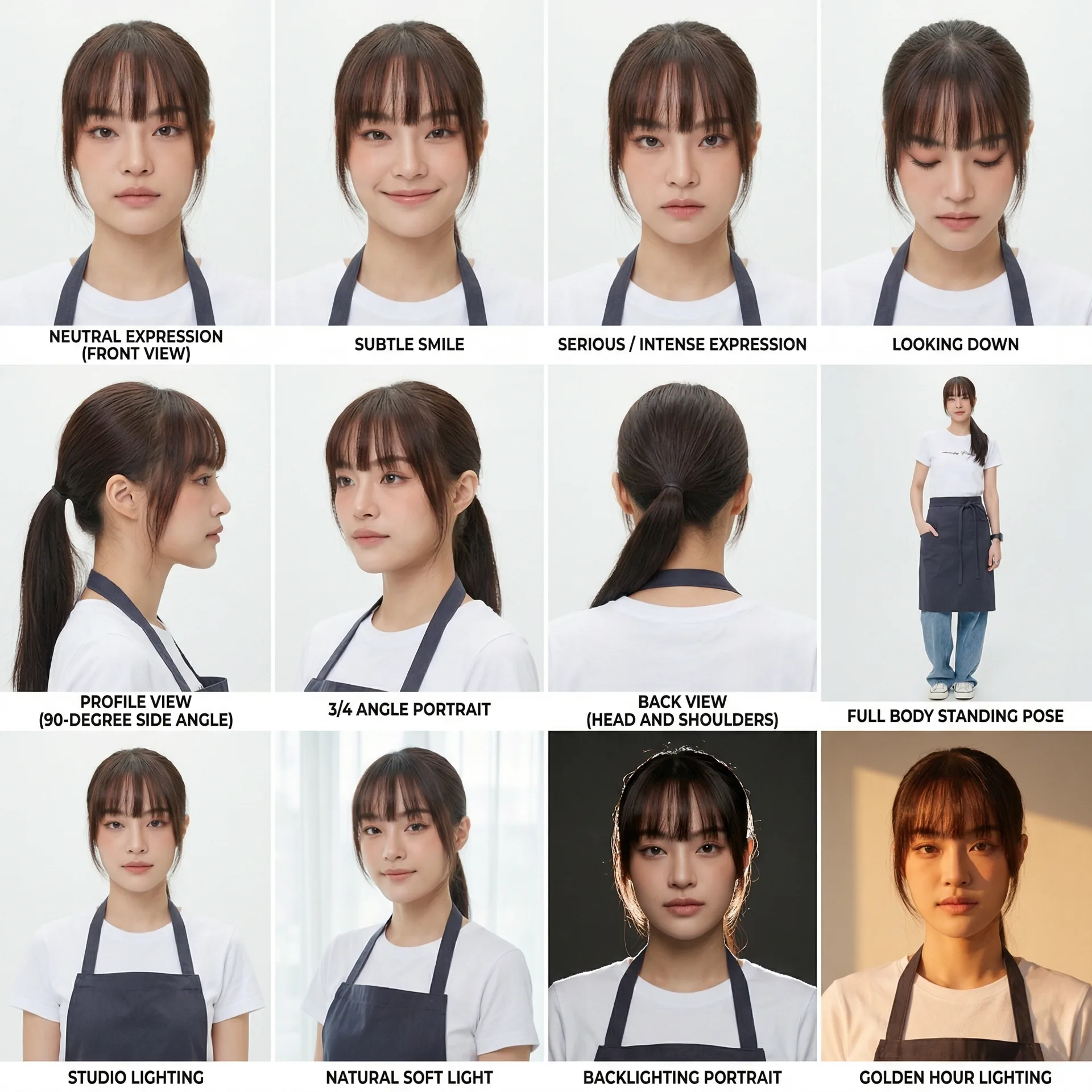 흰 상의 인물 · 표정·각도·조명 시트