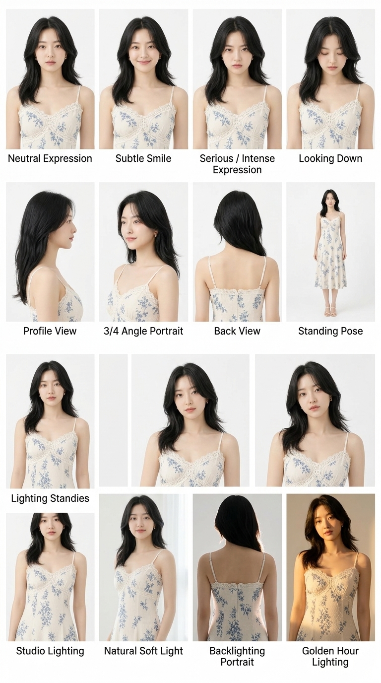 AI 손님 · 표정과 각도 기준 시트